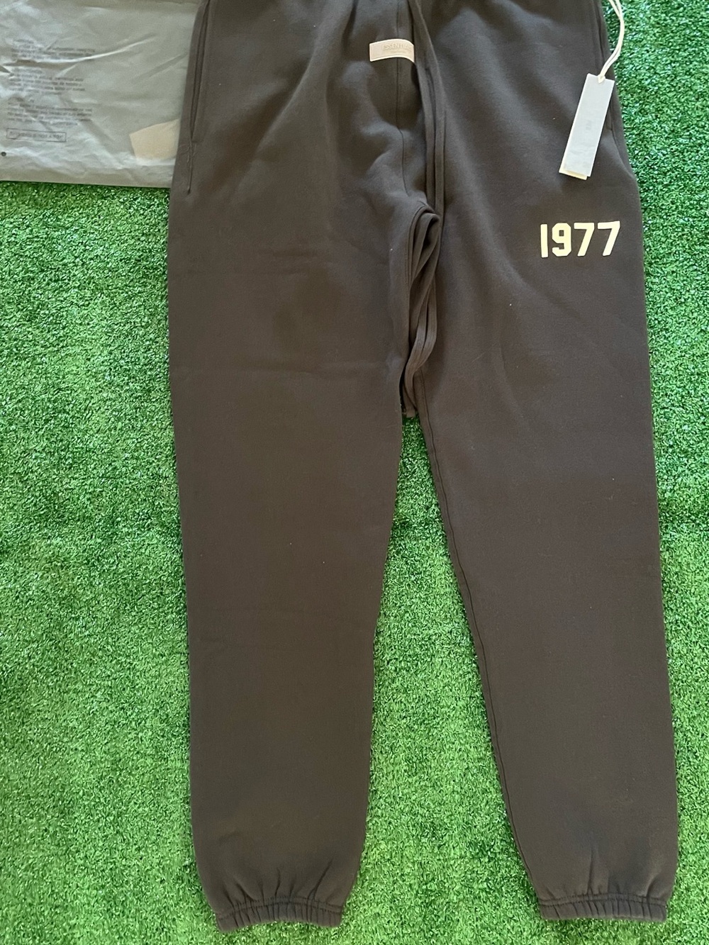 Essentials Black Sweatpants with 1977 Script